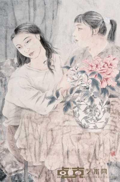 崔进 工笔人物 镜心 63×42cm